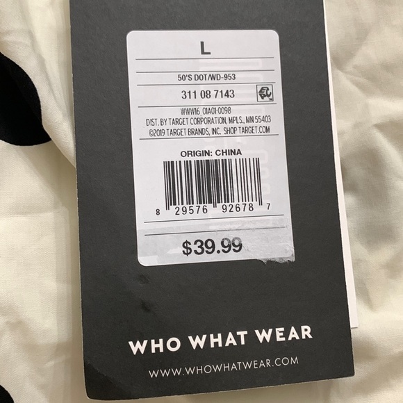 (L)- Who What Wear Women's Polka Dot Balloon Long Sleeve Tie-Back Dress‎ - Picture 6 of 9